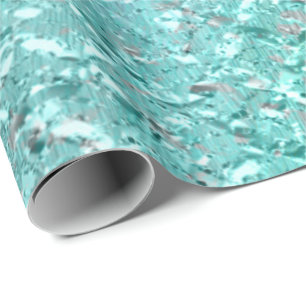 Aqua Ocean Türkis Grau Glas Crystal Geschenkpapier