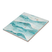 Aqua Ocean Waves & Seashell Pattern (5) Fliese (Seite)