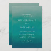 Aqua Ombre Boho Minimalistisch Hochzeit Einladung (Vorne/Hinten)