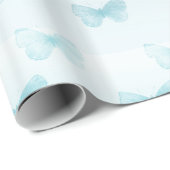 Aqua Ombre Butterflies Geburtstag Geschenkpapier (Rolleneckpunkt)