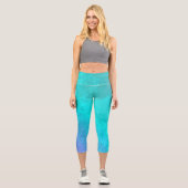 Aqua Ombre  Capri Leggings (Vorderseite)