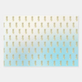 Aqua Ombre Gold Ananas Geschenkpapier Set (Vorderseite 3)