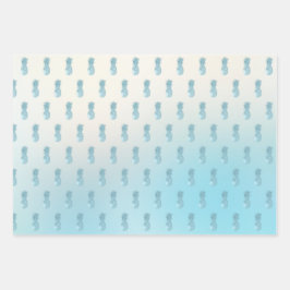 Aqua Ombre Gold Ananas Geschenkpapier Set