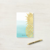 Aqua Ombre Gold Glam Ananas Post-it Klebezettel (Auf Schreibtisch)