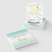 Aqua Ombre Gold Glitzer Dream Steinuntersetzer (Seitenansicht)