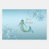 Aqua Ombre Gold Glitzer Sparkle Mermaid  Geschenkpapier Set (Vorderseite)