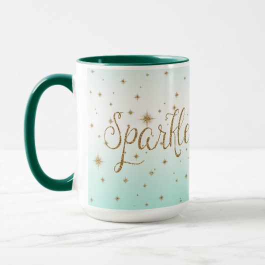Aqua Ombre Gold Glitzern Tasse (Links)