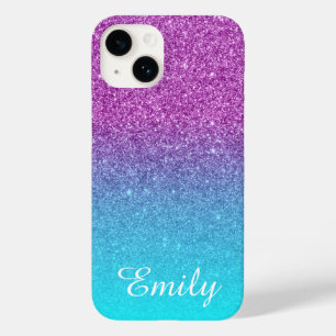 Aqua Ombre Lila Glitter Personalisiert Case-Mate iPhone Hülle