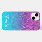 Aqua Ombre Lila Glitzer Personalisiert Case-Mate iPhone Hülle (Rückseite (Horizontal))