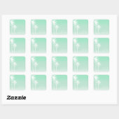 Aqua Ombré Palm Trees Beach Wedding Sticker (Blatt)