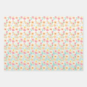 Aqua Ombre Rosa Gelbe Flora Geschenkpapier Set (Vorderseite 2)