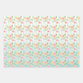Aqua Ombre Rosa Gelbe Flora Geschenkpapier Set (Vorderseite)
