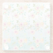 Aqua Ombre Rosa Gelbe Flora Glasuntersetzer (Rückseite)