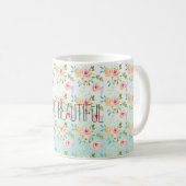 Aqua Ombre Rosa Gelbe Flora Kaffeetasse (VorderseiteRechts)