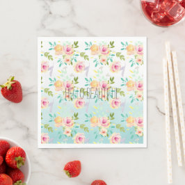 Aqua Ombre Rosa Gelbe Flora Serviette