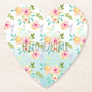 Aqua Ombre Rosa Gelbe Flora Untersetzer