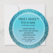 Aqua Ombre Zebra Print 16 . Geburtstag Einladung (Rückseite)