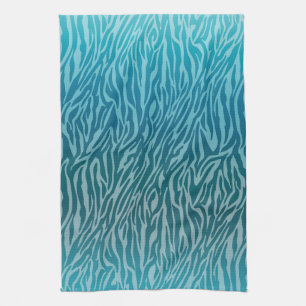 Aqua Ombre Zebra Print Geschirrtuch