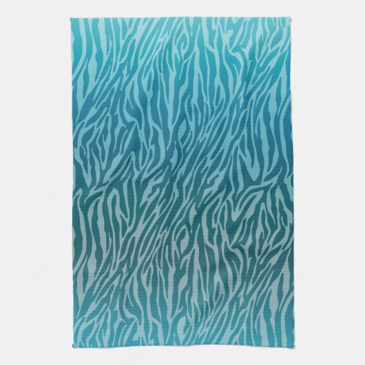 Aqua Ombre Zebra Print Geschirrtuch (Vertikal)
