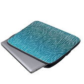Aqua Ombre Zebra Print Laptopschutzhülle (Vorne Knopf)