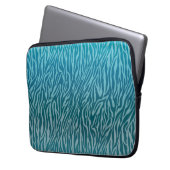 Aqua Ombre Zebra Print Laptopschutzhülle (Vorderseite Links)