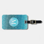 Aqua Ombre Zebra Print Monogram Gepäckanhänger (Vorderseite horizontal)