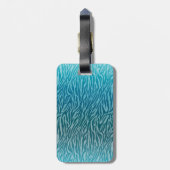 Aqua Ombre Zebra Print Monogram Gepäckanhänger (Rückseite vertikal)