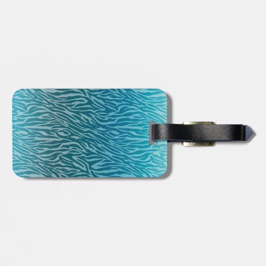 Aqua Ombre Zebra Print Monogram Gepäckanhänger (Rückseite horizontal)
