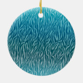 Aqua Ombre Zebra Print Monogram Keramik Ornament (Hinten)