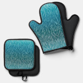 Aqua Ombre Zebra Print Ofenhandschuh & Topflappen-Set (Vorderseite/Rückseite)