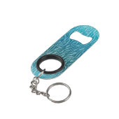 Aqua Ombre Zebra Print Schlüsselanhängerflaschenöffner (Rückseite Schrägansicht)