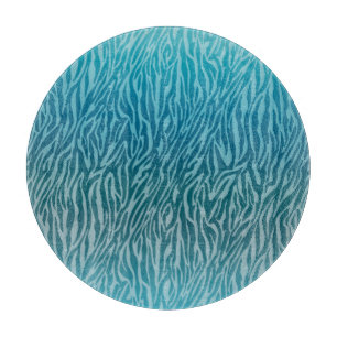 Aqua Ombre Zebra Print Schneidebrett