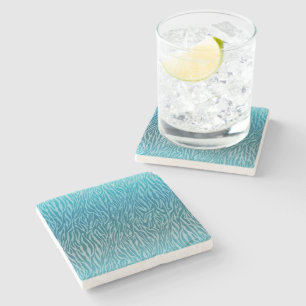 Aqua Ombre Zebra Print Steinuntersetzer
