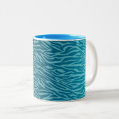 Aqua Ombre Zebra Print Zweifarbige Tasse (VorderseiteRechts)