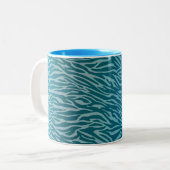Aqua Ombre Zebra Print Zweifarbige Tasse (Vorderseite Links)