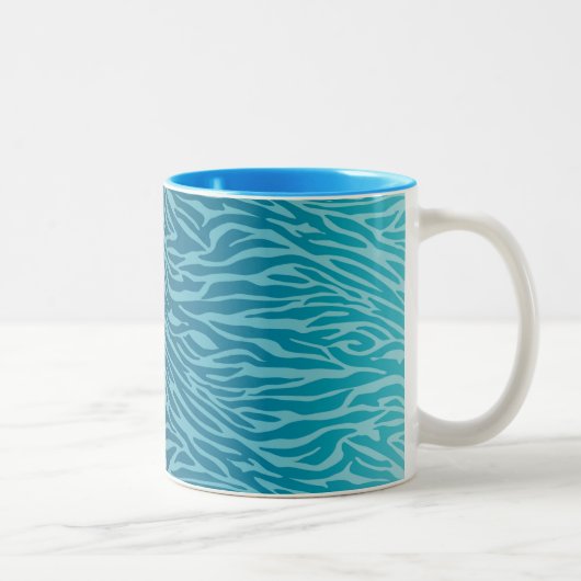 Aqua Ombre Zebra Print Zweifarbige Tasse (Rechts)