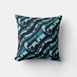 Aqua on Black Bold Art Print Kissen