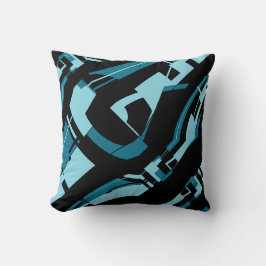 Aqua on Black Bold Diagonal Formen Design Kissen