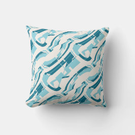 Aqua on Off-white Bold Diagonal Art Print Kissen