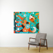 Aqua-Orange Canine Wandteppich (Beispiel (Horizontal))