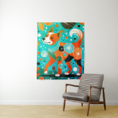 Aqua-Orange Canine Wandteppich (Beispiel)