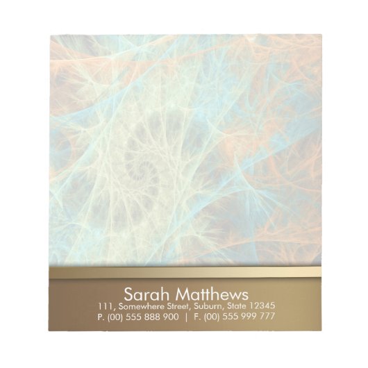 Aqua Orange Fraktal Swirl Notepad Notizblock (Vorderseite)