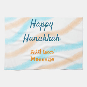 Aqua orange glückliche Hanukkah hinzufügen Name Te Geschirrtuch