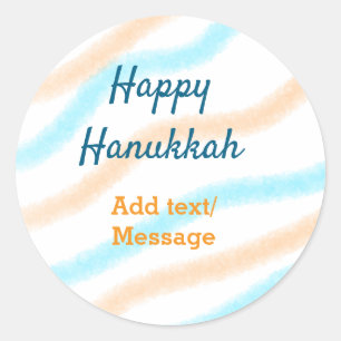 Aqua orange glückliche Hanukkah hinzufügen Name Te Runder Aufkleber