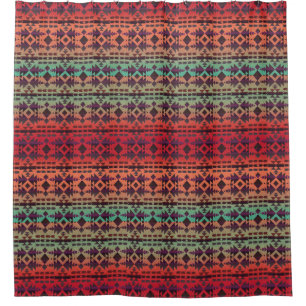 Aqua, Orange Ombre Southwestern Shower Vorhang