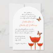Aqua Orange Poppies Butterflies Einladung Hochzeit (Vorderseite)