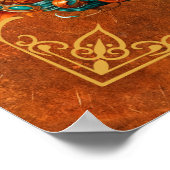 Aqua & Orange Steampunk Pumpkin Digitale Kunst Poster (Ecke)