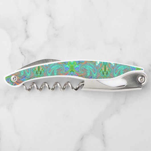 Aqua, Orange und Grüne Groovy Abstrakt Retro Art Kellnermesser (Rückseite)