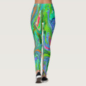 Aqua, Orange und Grüne Groovy Abstrakt Retro Art Leggings (Rückseite)