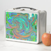 Aqua, Orange und Grüne Groovy Abstrakt Retro Art Metall Brotdose (Beispiel)